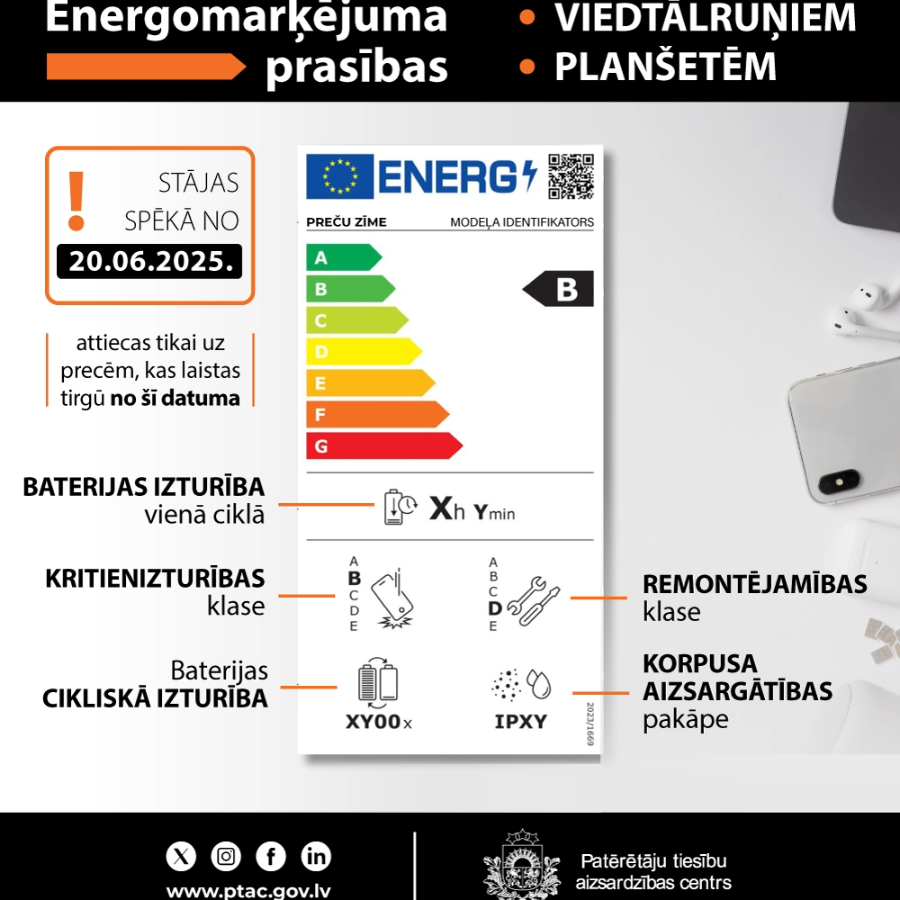 <p>No 20. jūnija jaunas energomarķējuma prasības viedtālruņiem un plan&scaron;etēm</p>